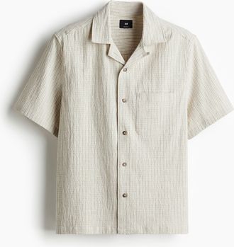 H&M Freizeithemd aus Leinenmix in Regular Fit - White