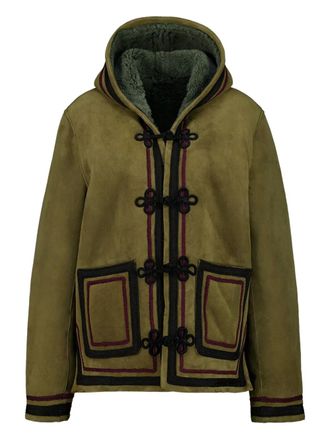 Baziszt hooded leather jacket - Verde