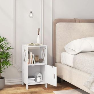 Woltu Woltu - Mesitas De Noche Con Caj&oacute;n Mesillas De Noche Modernas Mesa Auxiliar Para Dormitorio 30x30x60 Cm Blanca