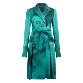 Alberta Ferretti Dames, Mantels, Groen, Maat: S Satijn