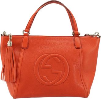Gucci Soho Working Tote Leather Orange Leather Handbag (Pre-Owned)