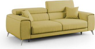 Divani.Store Divani.store - Fusion Sof&aacute; Con Asientos Deslizantes En Tela Suave Antimanchas 185 Cm Amarillo