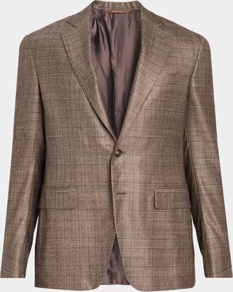 Canali Men & apos;s Plaid Silk-Cashmere Two-Button Sport Coat
