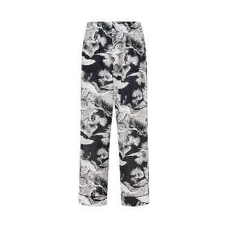 Moschino Straight Trousers, male, Black, Size: M Lightweight Cotton Poplin Pants with Goose Print