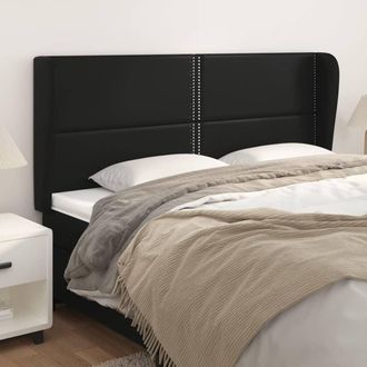 vidaXL Cabecero Con Orejas Cuero Sint&eacute;tico Negro 203x23x118/128 Cm Vidaxl