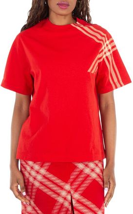 Burberry Check Sleeve Cotton T-shirt, Size XX-Large