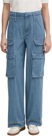 DKNY High-Rise Cargo Straight Jeans - Dames - Regular Fit Jeans - Blauw - W28 - Katoen - Jeans