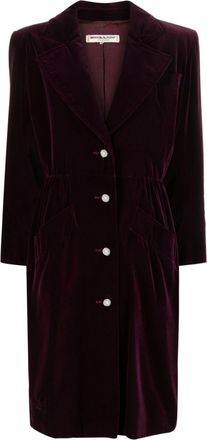 Saint Laurent single-breasted velvet coat - women - Fabric - 42 - Purple