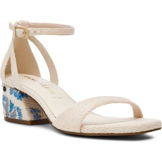 Anne Klein Mia Ankle Strap Sandal in Natural/Blue at Nordstrom, Size 9.5