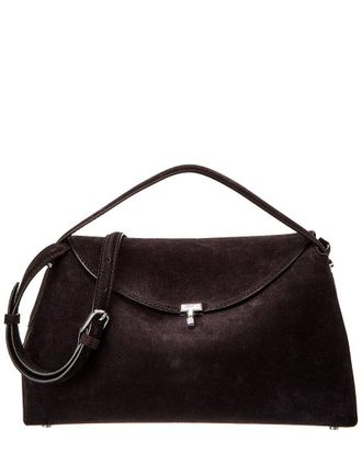 Toteme T-Lock Top Handle Suede Satchel