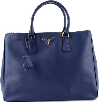 Prada Double Zip Lux Saffiano Leather Large tote bag - Blu