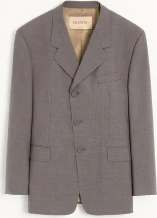 Valentino Giacca monopetto Valentino in lana diagonale m&eacute;lange con nodo Uomo GRIGIO SCURO 46