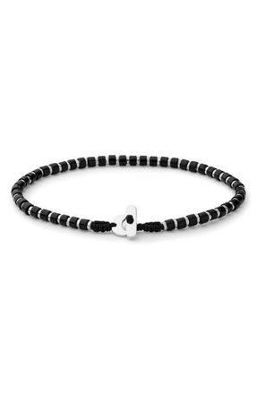 Miansai Kato Beaded Bracelet in Sterling Silver/Onyx at Nordstrom, Size Medium