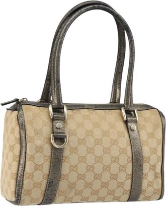 Gucci Abbey Boston Bag Gg Canvas Beige Canvas Handbag (Pre-Owned)