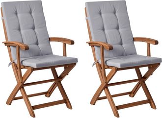 Beliani Silla de jard&iacute;n de madera marr&oacute;n