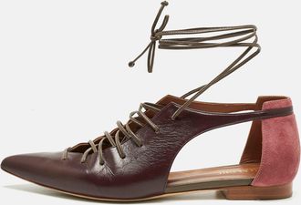 Malone Souliers Burgundy Leather And Suede Montana Lace Up Flat