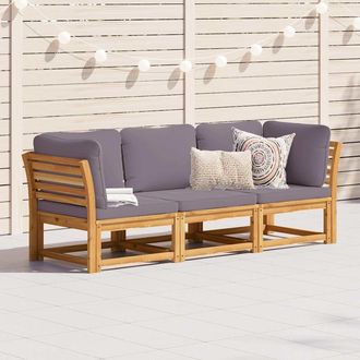 vidaXL Set De Muebles Para Jard&iacute;n 3 Piezas Con Cojines Madera Acacia Vidaxl