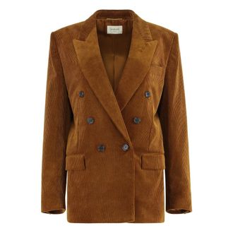 Saint Laurent Elegante Fluwelen Jas - Dames - Jassen - Bruin - Maat: S Katoen