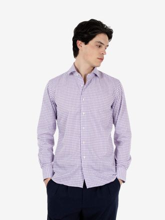 Xacus Camicia tailor fit a quadretti lampone