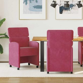 vidaXL vidaXL Sedie da pranzo 2 pcs Rosso vino 58 x 65 x 98 cm Velluto
