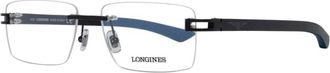 Longines Glasses, male, Black, Size: ONE SIZE Square Black Metal Eyeglasses for Men