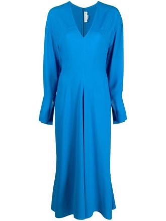 Victoria Beckham Midi-jurk met V-hals - Blauw