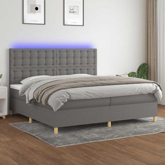 vidaXL Vidaxl - Cama Box Spring Colch&oacute;n Y Luces Led Tela Gris Claro 200x200 Cm