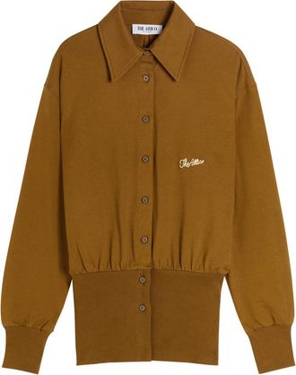 The Attico Logo-embroidered Cotton Shirt - Khaki - 44 (UK12 / M)