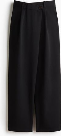 H&M Wrapover Tailored Trousers in Black at Nordstrom, Size 10