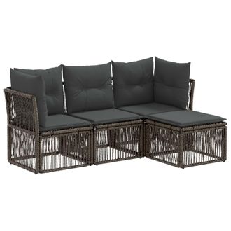 vidaXL Conjunto De Sof&aacute;s De Jard&iacute;n 4 Pcs Gris Rat&aacute;n Sint&eacute;tico Vidaxl