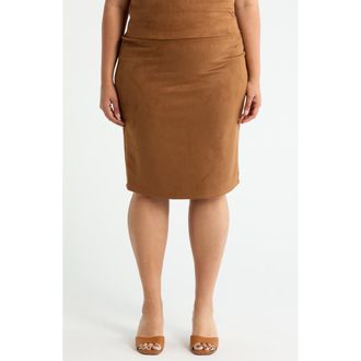 Renee C Faux Suede Pencil Skirt in Camel at Nordstrom Rack, Size 2 X