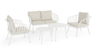 BIZZOTTO Sala de estar de acero con mesa de centro y blanco