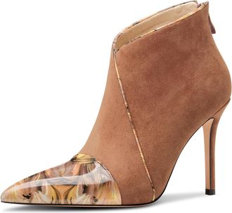 Castamere Women Stiletto High Heel Pointed Toe Ankle Boots Short Bootie Zipper Slip-on Party Office Dress Boots Brown Suede 5 UK