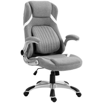 Vinsetto Fabric Office Desk Chair With Adjustable Height Tilt Function Grey | TJ Hughes