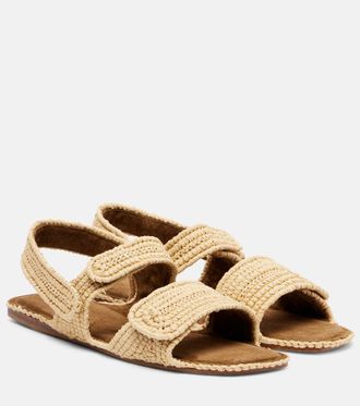 Khaite Sandalias Boden de rafia con piel