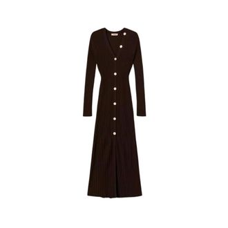 Twinset Knitted Dresses, female, Black, L, Long Ribbed Dress