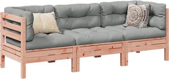 vidaXL Set De Sof&aacute;s Jard&iacute;n 3 Pzas Con Cojines Madera Abeto Douglas Vidaxl