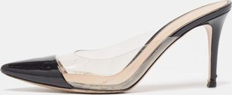 Gianvito Rossi Black Patent And Pvc Plexi Mules