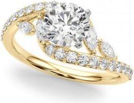 Allurez Swirl Design Lab Grown Diamond & Marquise Engagement Ring 18K Yellow Gold (0.63ct)