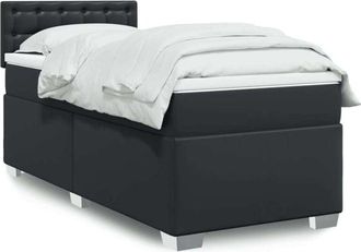 vidaXL Cama Box Spring Con Colch&oacute;n Cuero Sint&eacute;tico Negro 90x190 Cm Vidaxl