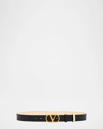 Valentino Garavani VLogo Signature Reversible Leather Belt, 30mm