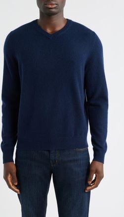 Nordstrom Cashmere V-Neck Sweater in Navy Night at Nordstrom, Size Xx-Large