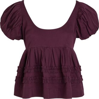 Damson Madder Joy Ruffled Cotton-poplin Blouse - Purple - 16 (UK16 / XL)
