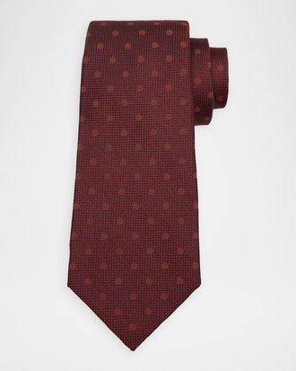 Kiton Men & apos;s Silk Tonal Polka Dot Jacquard 7-Fold Tie