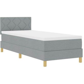 vidaXL Cama Tipo Box Spring Con Colch&oacute;n Gris Claro 80 X 200 Cm Tela Vidaxl