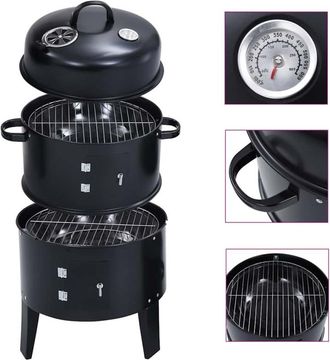 vidaXL Barbacoa Ahumador De Carb&oacute;n 3 En 1 40x80 Cm Vidaxl
