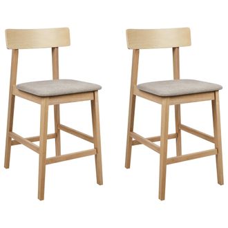 Beliani Beliani - Conjunto 2 Sillas Bar Asiento Tapizado Gris Pardo Madera Clara Isanti