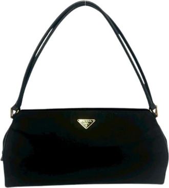 Prada Pre-owned Shoulder Bags, female, Black, Size: ONE SIZE Pre-owned Nylon Leather Tote Bag