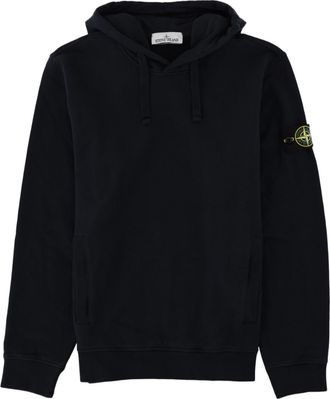 Stone Island Pullover Black Patch Logo Cotton Hoodie