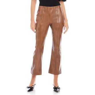Fifteen Twenty Sigourney Pintuck Faux Leather Ankle Crop Pants in Latte at Nordstrom, Size X-Small